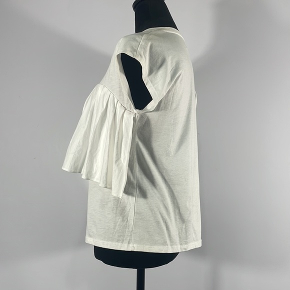 Banana Republic White T, ruffle shirt,XS, Limited Edition Couture Pima - Picture 2 of 7